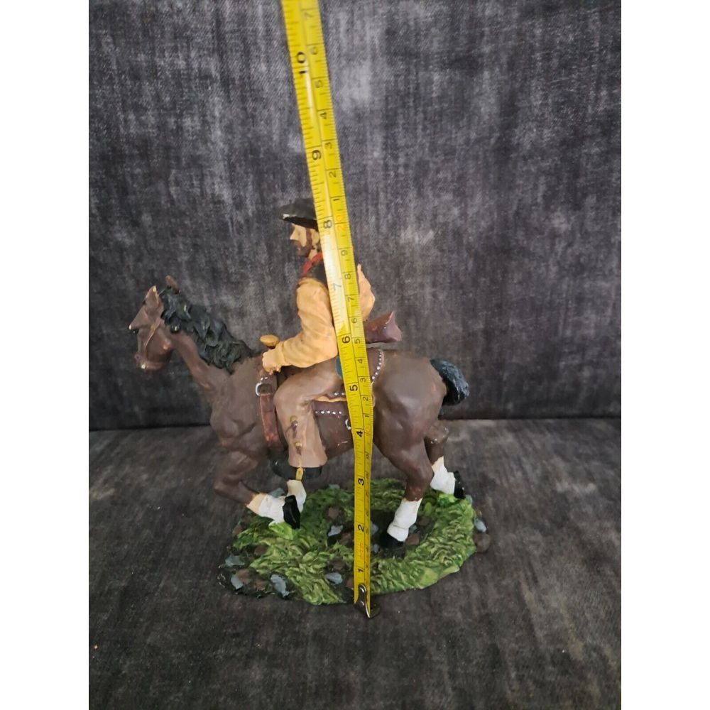 Western Desert Cowboy On Saddleback Riding Brown Stallion Horse Figurine - Picture 9 of 9
